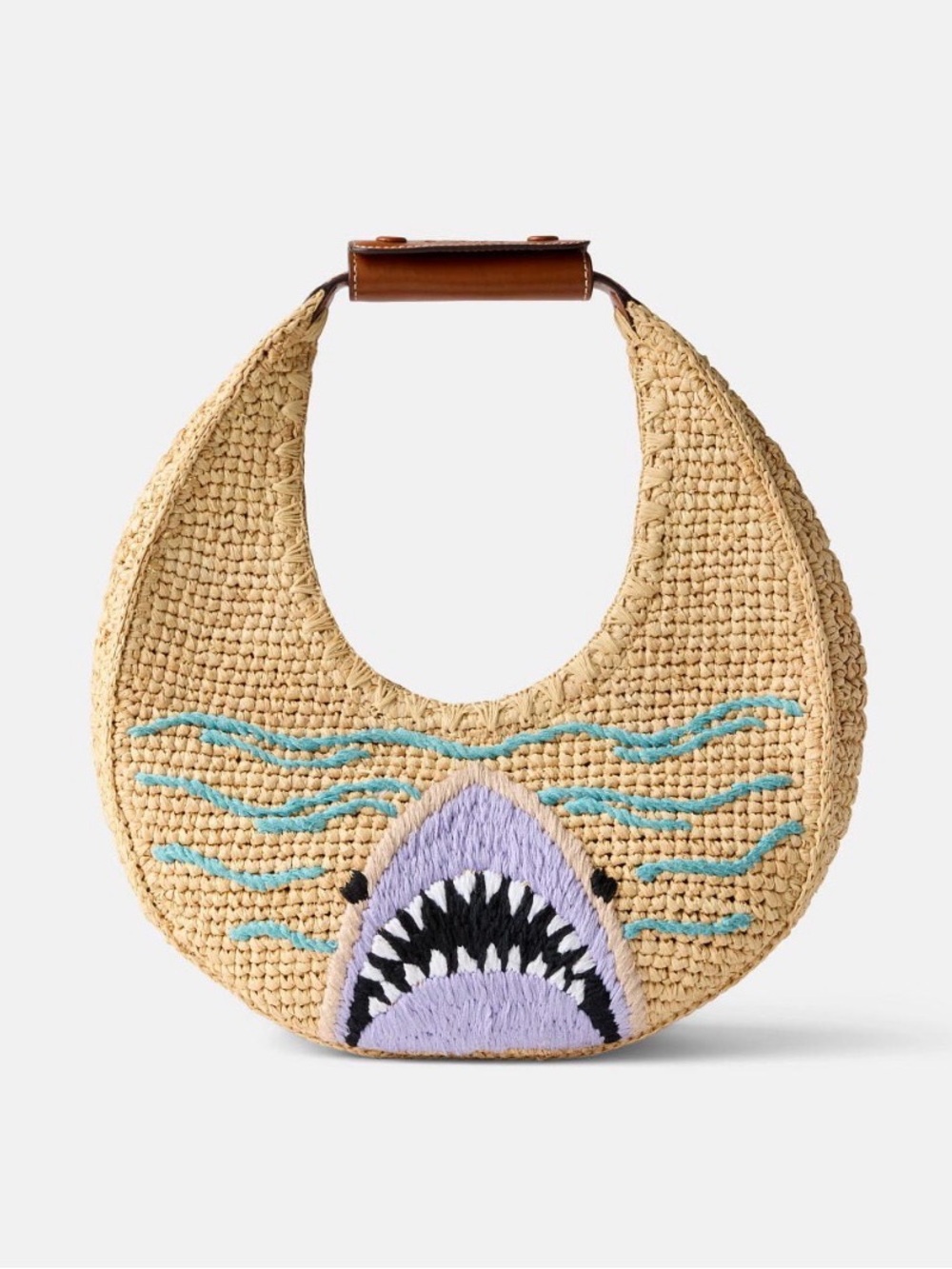 Staud Moon Shark Great White Raffia Shoulder Bag handbag - Picture 2 of 9